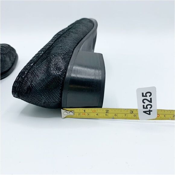 Stuart Weitzman Black Lizard Print Beaded Tassel Chunky Heeled Loafer Sz 8 - Picture 7 of 12